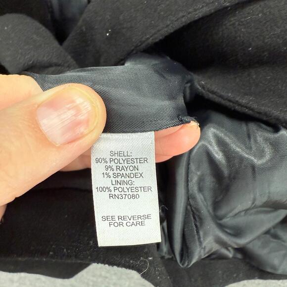 Cato Coat Women M Medium Black Collared Belted Long Sleeve Lined Rayon Casual - Picture 4 of 7